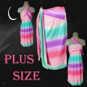 Plus Size Spring Summer Wrap Skirt, Halter Strapless Dress in Fun Pastel Colors